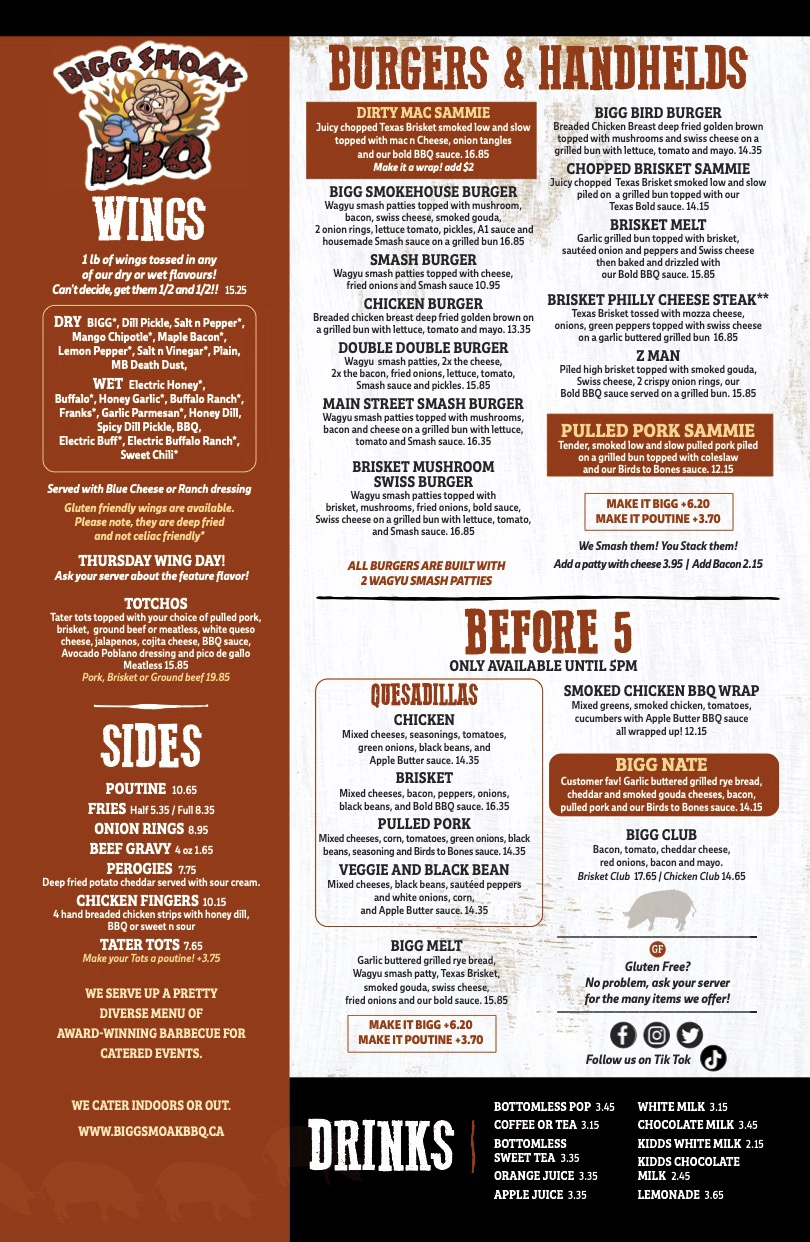 Bigg Smoak BBQ Menu